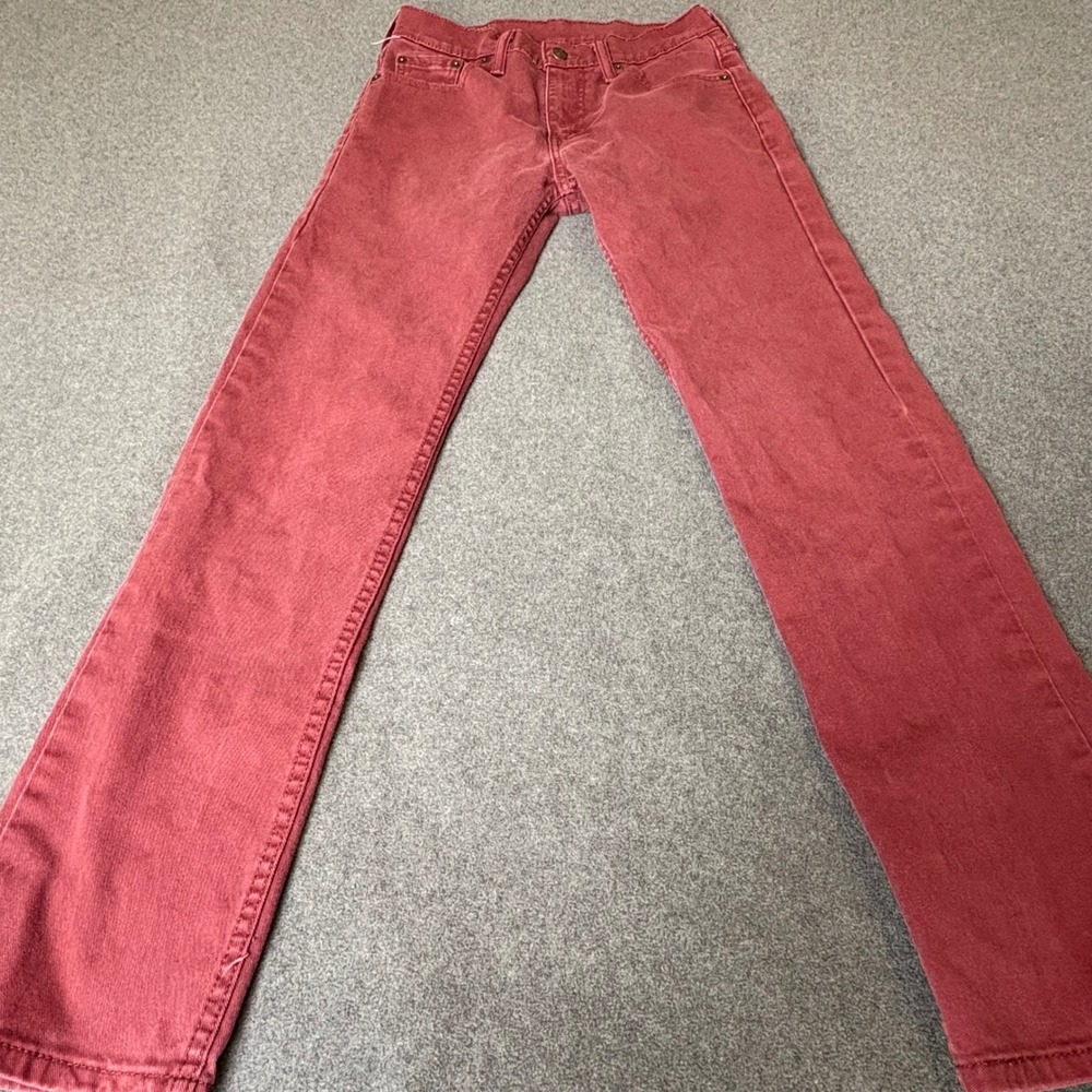Levis 513 Slim Straight Jeans Mens 28x30 Red Burgundy 08513-0701